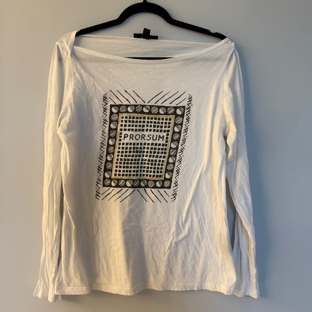 Burberry Prorsum Longsleeve T-Shirt White Olive Green Pattern Large